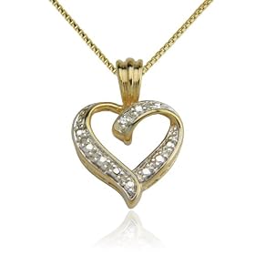 18k Yellow Gold Overlay Diamond-Accent Open Heart Pendant