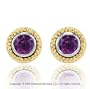 14k Two Tone Gold Rope Bezel Stud Amethyst Earrings