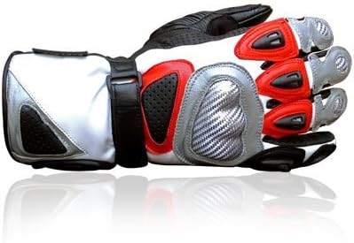 Juicy Trendz Cowhide Leather Motorbike Motorcycle Biker Gloves Red