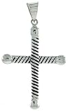 Sterling Silver Rope Design Cross Pendant 1 1/4 (32mm)