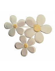 Designer handcrafted sterling silver and 18kt yellow gold flower brooch