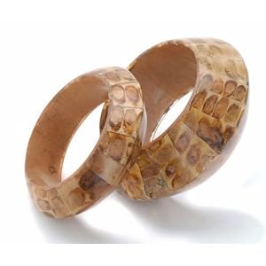 Kenneth Jay Lane Snake Print Wooden Bangles