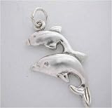 Silver *2 LEAPING DOLPHIN CHARM* Sea fish
