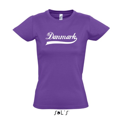 Damen T-Shirt – Dänemark Oldschool Danmark LÄNDERSHIRT EM / WM FAN Trikot S-XXL , Light purple – weiß , XXL
