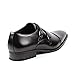 UVS10 Men's Black Double Monk Strap Cap Toe Slip On Loafers Dress Shoes