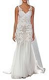 DAPENE® Women New Straps Lace Sequin Ball Gown Wedding Bridal Dress