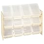 Ecr4kids See-N-Store 3-Tier Wood Rack With White 12 Bins & Lids