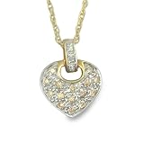 9ct 2 Colour Gold Ladies Champagne Diamond and Diamond Set Heart Shape Pendant Set with 0.33ct of Diamonds on an 18 Prince of Wales Chain