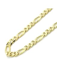 14K Gold 4mm Italian Concaved Figaro Chain Necklaces ( Available Length 16", 18", 20", 22", 24", 26")