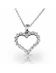 Platinum Sophisticated Common Prong Heart Shaped Diamond Pendant. 3/4 CTW