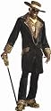 Mens Costume Disco Pimp n Ho Party Leopard Outfit Mac Daddy Black Suit Leopard Trim + Hat