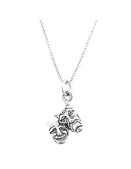 Sterling Silver Medium Size Drama Theater Comedy Tragedy Mask Necklace