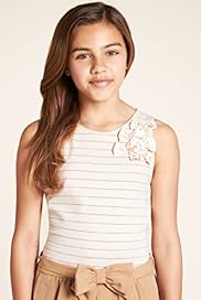 Autograph Cotton Rich Striped Bow Vest Top