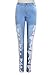 FanShou Light Blue Womens Denim Crochet Lace Skinny Legs Stretch Pencil Jeans