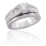 14K White Gold 1 1/2 ct. Diamond Engagement Set