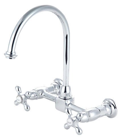 Elements of Design New Orleans Oil Rubbed Bronze Wall Mount Kitchen Faucet with Metal Lever