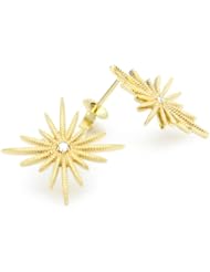 Mizuki 14k Gold and Diamond Sunburst Post Earrings