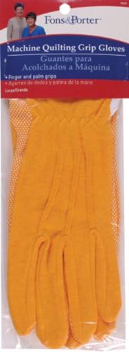 Neww Fons & Porter Machine Quilting Grip Gloves 1 Pair-Large - Gold Neww