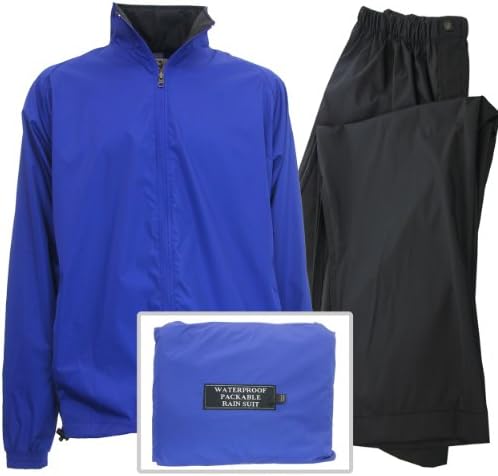 IXSPA Men's Packable Golf Rain Suit - X-Large Royal Blue