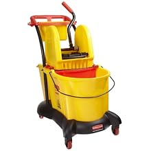 Rubbermaid Commercial FG777700 WaveBrake Down Press Mopping Trolley, 8.75 Gallon Capacity, 28.9" Length x 18.2" Width x 38.6" Height, Yellow