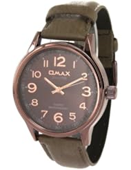 Omax Stainless Steel Watch in Brown Leather Straps and Dark Brown Case
