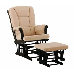 Stork Craft Tuscany Glider and Ottoman Black/Beige