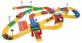 Knuffieland 50720 - Mega-Starterset Spielstrasse und Eisenbahn, 74-teilig inkl. 7 Fahrzeugen und Zubehör