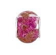 Pandora Style Charm Bead (Z264) Murano Style Lampwork Glass (13mm x 10mm) (fits Troll too) ~ Fuchsia and Copper Glitter Core