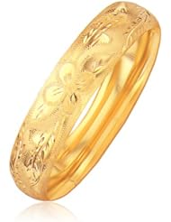 Classic Floral Carved Bangle in 14K Yellow Gold (13.5mm)