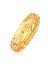 Classic Floral Carved Bangle in 14K Yellow Gold (13.5mm)