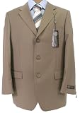 Caravelli Mens SB 3 Button Solid Dark Tan Suit - Size 40S