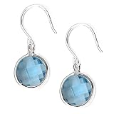 Sterling Silver Aqua Glass Circle Drop Earrings