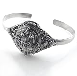 Sterling Silver Egyptian Scarab Poison Box Locket Cuff Bracelet
