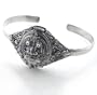 Sterling Silver Egyptian Scarab Poison Box Locket Cuff Bracelet