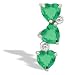 14K White Gold Genuine Heart Emerald and Diamond 3-Stone Pendant