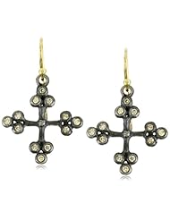 Erica Molinari "Renaissance" Medium Sterling Silver Balled Cross Diamond Earrings