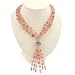 Handmade Pink Quartz Lariat Necklace With Antiqued Silver Accent Bead