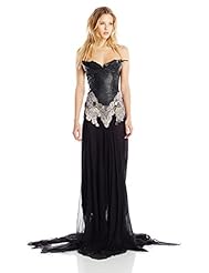 Leather Corset   Waistline Lace-Up  Dress With a Ribbon 