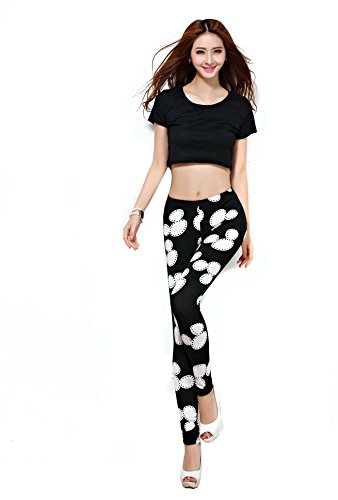 Women's Lovely Printed Stretch Seemless Micky Mouse Legging Pants Tights