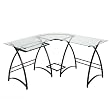Glass Metal Black Corner Computer Desk