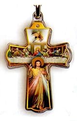Cross Shaped Key Chain - Divine Mercy, 2" x 1.5" - MADE IN ITALY