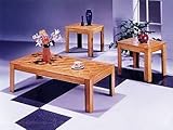 3 Piece Oak Wood Veneer Coffee Table Set With Coff