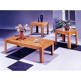 3-Piece Pack Oak Finish Coffee/End Table Set By Acme Furniture