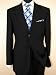 Valentino Made in Italy Mens Suit 2 Button Canvas Front Jacket Flat Front Pants Business Suit Australian Merino Wool / Silk 150s Black Shadow Stripe