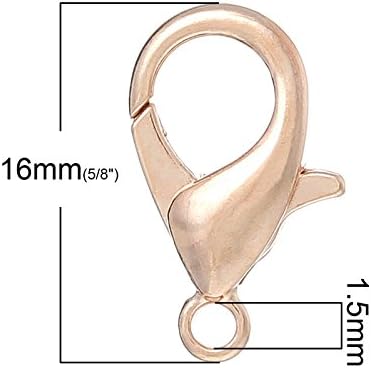 100PCs Rose Gold Lobster Clasps 16mm x10mm(5/8" x 3/8") DIY Jewelry Findings Accessory Good for DIY Ideas and Handicrafted