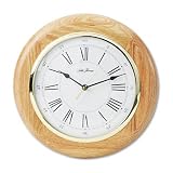 13 Round Wall Clock, Black Roman Numerals, Medium Oak