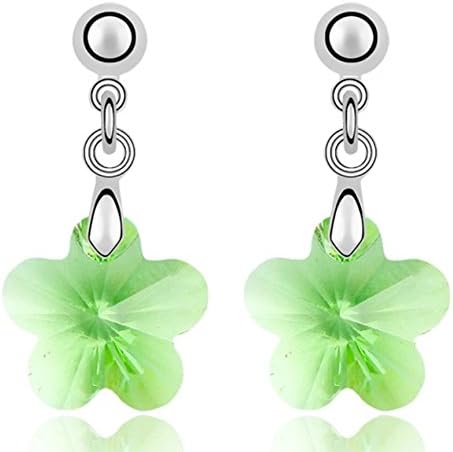 Crystal Flower Earrings Swarovski Element Silver Stud Peridot