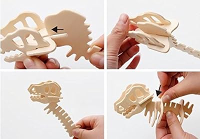 LightningStore Wooden Dinosaur Apatosaurus Triceratops Tyrannosaurus Rex Stegosaurus Velociraptor 3D Jigsaw Puzzle for Kids and Children - Educational Toy to Maximize Learning - Excellent Gift Idea