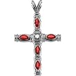 14K White Gold Ruby and Diamond Cross Pendant - 41.25x25.00mm