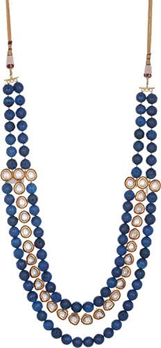 Kikus Blue Semi-Precious Stone Multi-Strand Necklace for Women (SA-KK-55)